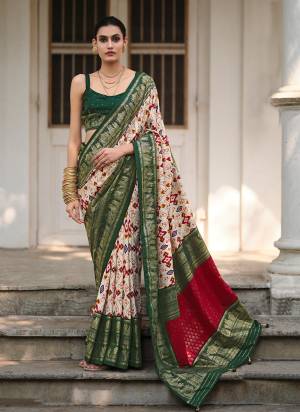 Attrective These Party Wear Saree in Fine Colored.These Saree Are Tussar Silk And Blouse is Fabricated On Tussar Silk Pair.Its Beautified With Designer Ikkat Printed With Polka Dot.