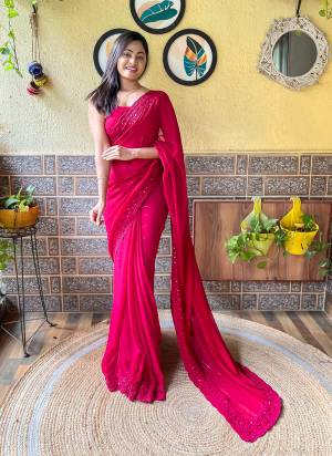 Attrective These Party Wear Saree in Fine Colored.These Saree Are Georgette And Blouse is Georgette Fabricated.Its Beautified With Designer Embroidery Work.