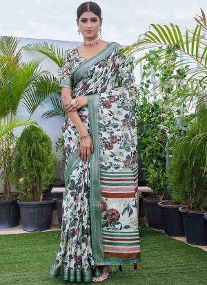 Looking These Fastival Wear Saree in Fine Colored.These Saree Are Linen Blend And Blouse is Linen Blend Fabricated.Its Beautified With Designer Digital Printed.