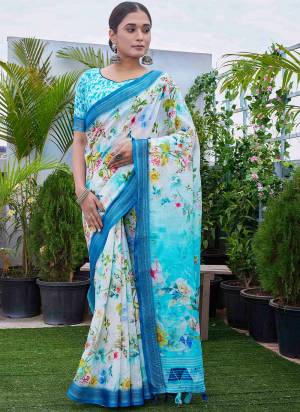 Looking These Fastival Wear Saree in Fine Colored.These Saree Are Linen Blend And Blouse is Linen Blend Fabricated.Its Beautified With Designer Digital Printed.