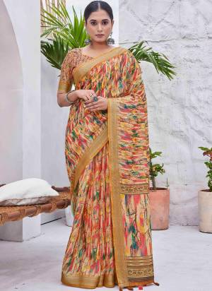 Looking These Fastival Wear Saree in Fine Colored.These Saree Are Linen Blend And Blouse is Linen Blend Fabricated.Its Beautified With Designer Digital Printed.