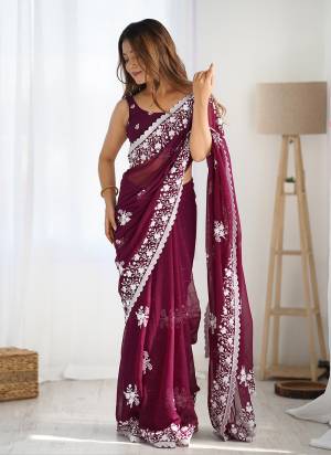 Looking These Party Wear Saree in Fine Colored.These Saree Are Georgette And Blouse is Georgette Fabricated.Its Beautified With Designer Thread,Sequance Embroidery Work.