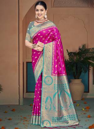 Garb These Fastive Wear Saree in Fine Colored.These Saree And Blouse is Fabricated On Silk.Its Beautified With Weavon Jacquard Designer.