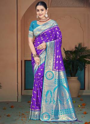 Garb These Fastive Wear Saree in Fine Colored.These Saree And Blouse is Fabricated On Silk.Its Beautified With Weavon Jacquard Designer.