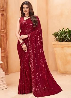 Looking These Fastival Wear Saree in Fine Colored.These Saree Are Faux Georgette And Blouse is Fabricated On Mulburry Silk.Its Beautified With Blooming Color With Heavy Designer Sequance Embroidery Work.