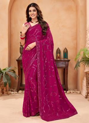 Looking These Fastival Wear Saree in Fine Colored.These Saree Are Faux Georgette And Blouse is Fabricated On Mulburry Silk.Its Beautified With Blooming Color With Heavy Designer Sequance Embroidery Work.