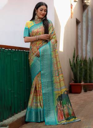 Looking These Festive Wear Saree in Fine Colored.These Saree And Blouse is Fabricated On Dola Silk.Its Beautified With Wevon Kanchi Border Designer With Digital Kalamkari Printed.