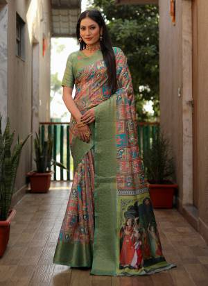 Looking These Festive Wear Saree in Fine Colored.These Saree And Blouse is Fabricated On Dola Silk.Its Beautified With Wevon Kanchi Border Designer With Digital Kalamkari Printed.