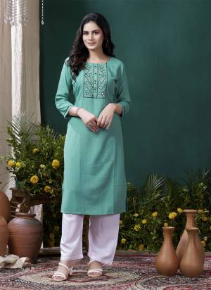 Grab These Beautiful Looking Readymade Kurti With Bottom.These Kurti Are Fabricated On Maaza Cotton And Rayon Botton.Its Beautified With Designer Hand Work With Pocket.