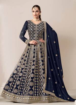 Garb These Beautiful Looking Fine Color Anarkali Suits.These Top And Dupatta Are Faux Georgatte And Inner And Bottom Santoon Fabricated.Its Beautified With Heavy Designer Jari,Sequance Embroidery Work.