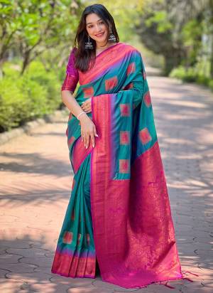 Garb These Party Wear Saree in Fine Colored.These Saree And Blouse is Fabricated On Soft Silk.Its Beautified With Weaving Meenakari Designer.