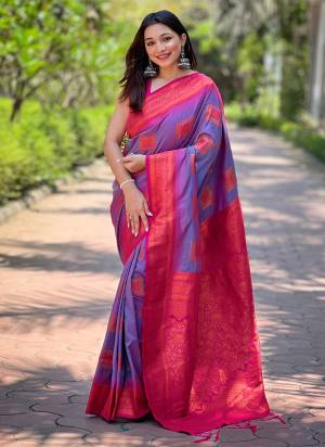 Garb These Party Wear Saree in Fine Colored.These Saree And Blouse is Fabricated On Soft Silk.Its Beautified With Weaving Meenakari Designer.