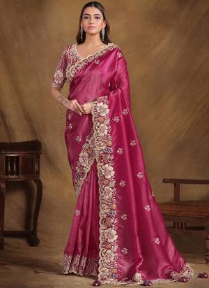 Look Attrective These Designer Party Wear Saree in Fine Colored.These Saree Are Crush Paper Silk And Blouse Japan Satin is Fabricated.Its Beautified Designer Embroidery Work.