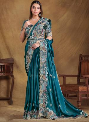 Look Attrective These Designer Party Wear Saree in Fine Colored.These Saree Are Crush Satin Silk And Blouse Malai Satin is Fabricated.Its Beautified Designer Embroidery Work.