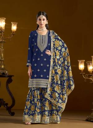 Garb These Beautiful Looking Fine Color Plazzo Suits.These Top Are Chinon And Dupatta Are Chinon And Bottom Chinon Fabricated.Its Beautified With Designer Printed, Embroidery Work.