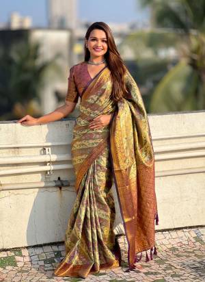  Looking These Party Wear Saree in Fine Colored.These Saree And Blouse is Fabricated On Dharmavaram Silk.Its Beautified With Weaving Laheriya Meenakari Designer.