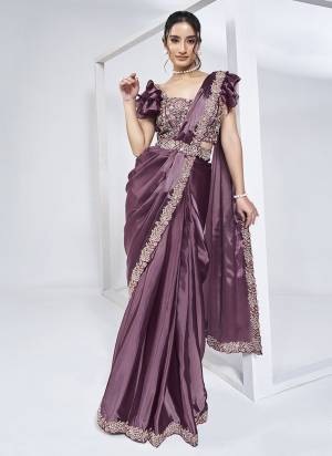 Look Attrective These Designer Party Wear Ready To Wear Saree With Blouse in Fine Colored.These Saree Are Crepe Satin Sik And Blouse Malai Satin is Fabricated.Its Beautified Designer Heavy Khatli Hand Work.