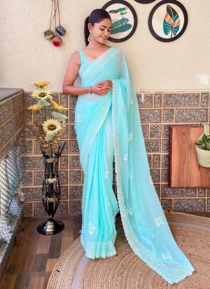 Looking These Party Wear Saree in Fine Colored.These Saree Are Georgette And Blouse is Diamond Silk Fabricated.Its Beautified With Designer Sequance Embroidery Cut Work.