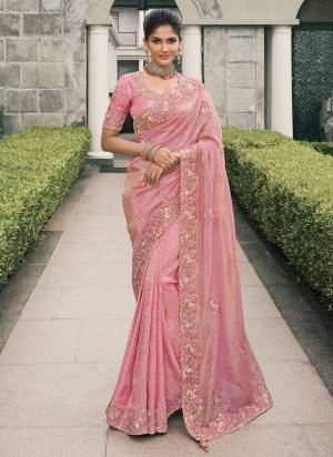 Attrective This Partywear Saree Paired With Blouse.This Saree Are Viscose Tissue And Blouse Are Viscose Jacquard Based Fabric With Weaving Jari Designer With Embroidery Work. Buy This Pretty Saree Now.