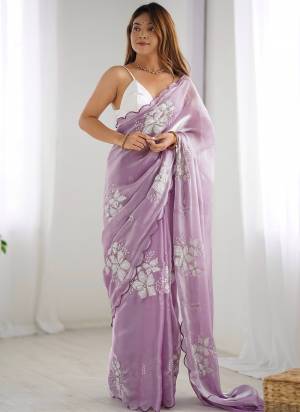 Looking These Party Wear Saree in Fine Colored.These Saree Are Jimmy choo And Blouse is Satin Silk Fabricated.Its Beautified With Designer Sequance Embroidery Work.