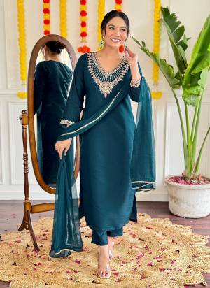 Attrective These Suit in Fine Colored Pair With Bottom And Dupatta.These Top And Bottom Are Fabricated On Viscose Chanderi Pair With Nylon Jacquard Dupatta.Its Beautified With Designer Embroidery Work .