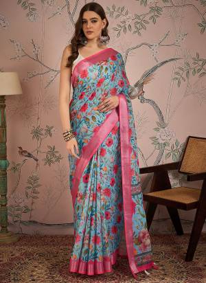 Looking These Saree in Fine Colored.These Saree And Blouse Is Linen Blend Fabricated.Its Beautified With Digital Printed Designer.