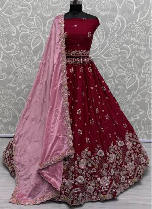 For A Fancy Designer Look,Grab These Lehenga Choli With Dupatta in Fine Colored.These Lehenga And Choli Are Silk And Dupatta Are Fabricated On Chinon Pair.Its Beautified With Designer Double Sequance,Thread Embroidery Work.