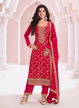 Looking These Designer Suit in Fine Colored Pair With Bottom And Dupatta.These Top Are Viscose Jacquard And Dupatta Are Fabricated On Chinon Pair With Santoon Bottom.Its Beautified With Santoon Inner.Its Beautified With Heavy Wevon Jacquard Designer, Embroidery Work.