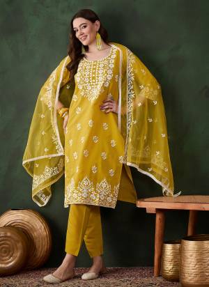 Attrective These Beautiful Looking Readymade Suits With Dupatta.These Suit is Fabricated On Top Are Roman Silk And Bottom Are Roman Silk And Organza Dupatta .Its Beautified With Designer Chikankari Embroidery Work.