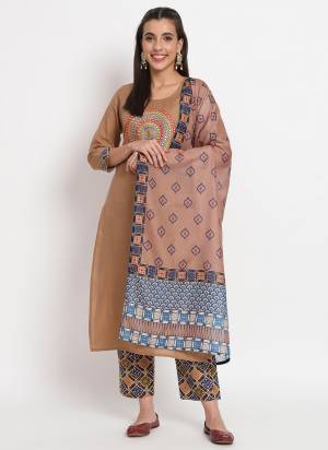 Garb These Beautiful Looking Readymade Suits.These Top Are Magic Cotton And Bottom Are Magic Cotton And Dupatta Are Muslin Fabricated.Its Beautified With Embroidery Work With Printed.