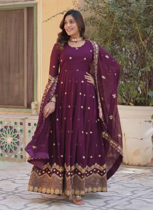 Garb These Beautiful Looking Party Wear Readymade Long Gown With Dupatta.These Gown And Dupatta is Fabricated On Faux Georgette.Its Beautified With Designer Sequance Embroidery Work.