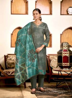 Garb This Beautiful Looking Readymade Suit. This Top Is Fabricted On Viscose Silk & Bottom Is Fabricated On Santoon. The Dupatta Is Made Up Of Viscose Silk. Its Beautified With Designer Printed With Hand Work.