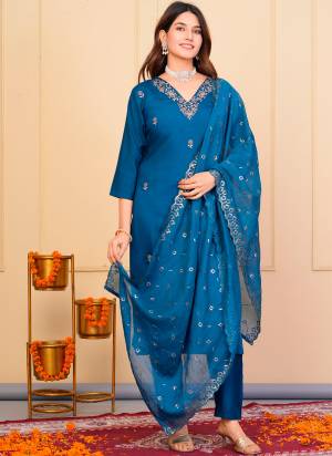 Attrective These Designer Suit in Fine Colored Pair With Bottom And Dupatta.These Top And Bottom Are Fabricated On Viscose Chanderi Pair With Chanderi Dupatta.Its Beautified With Designer Embroidery Work.