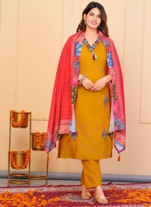 Attrective These Designer Suit in Fine Colored Pair With Bottom And Dupatta.These Top And Bottom Are Fabricated On Viscose Chanderi Pair With Chanderi Dupatta.Its Beautified With Designer Embroidery Work.