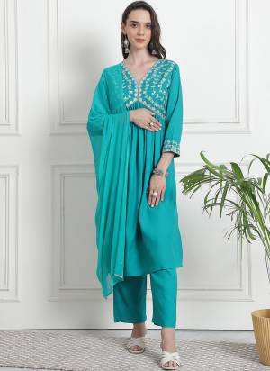 Attrective These Beautiful Looking Readymade Suits.These Top Are Rayon And Bottom Are Rayon And Dupatta Are Chiffon Fabricated.Its Beautified With Designer Embroidery Work.