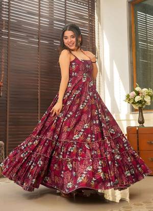 Attrective These Beautiful Looking Readymade Long Gown.These Gown Fabricated On Rayon.Its Beautified With Designer Printed.