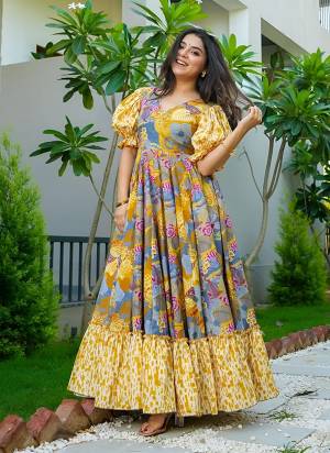 Attrective These Beautiful Looking Readymade Long Gown.These Gown Fabricated On Rayon.Its Beautified With Designer Printed.