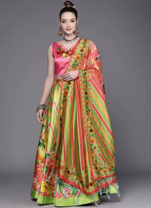 For A Fancy Designer Look,Grab These Lehenga Choli With Dupatta in Fine Colored.These Lehenga Are Satin Silk And Choli Are Silk And Dupatta Are Fabricated On Assam Silk Pair.Its Beautified With Designer Digital Printed.