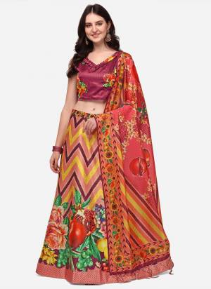 For A Fancy Designer Look,Grab These Lehenga Choli With Dupatta in Fine Colored.These Lehenga Are Satin Silk And Choli Are Silk And Dupatta Are Fabricated On Assam Silk Pair.Its Beautified With Designer Digital Printed.