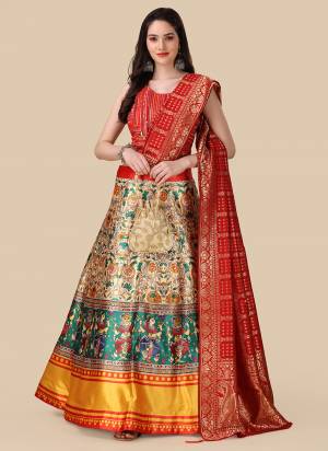 For A Fancy Designer Look,Grab These Lehenga Choli With Dupatta in Fine Colored.These Lehenga Are Satin Silk And Choli Are Silk And Dupatta Are Fabricated On Banarasi Silk Pair.Its Beautified With Designer Digital Printed With Sequance Embroidery Work.