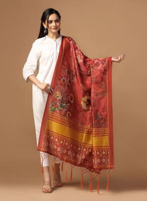 Grab These Beautiful Colored Ethnic Dupatta.This Dupatta is Fabricated On Beautiful Assam Silk Fabric . It Is Beautified With Beautiful Digital Printed.