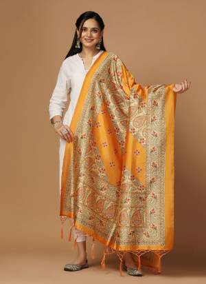 Grab These Beautiful Colored Ethnic Dupatta.This Dupatta is Fabricated On Beautiful Assam Silk Fabric . It Is Beautified With Beautiful Digital Printed.