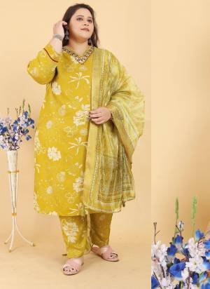 Attrective Looking These Beautiful Readymade Big Size Suits Set.These Top And Bottom is Fabricated On Rayon And Organza Dupatta.Its Beautified With Designer Digital Printed,Hand Work With Pocket.