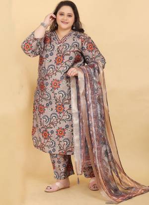 Attrective Looking These Beautiful Readymade Big Size Suits Set.These Top And Bottom is Fabricated On Lichi Viscose And Organza Dupatta.Its Beautified With Designer Digital Printed,Hand Work With Pocket.