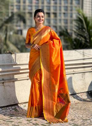 Attrective Look These Traditional Saree in Fine Colored.These Saree And Blouse is Fabricated On Soft Silk.Its Beautified With Weaving Rich Figure Pallu Designer.