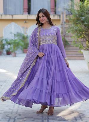 Garb These Beautiful Looking Party Wear Readymade Long Gown With Dupatta.These Gown And Dupatta is Fabricated On Star Georgette.Its Beautified With Designer Sequance Embroidery Work.