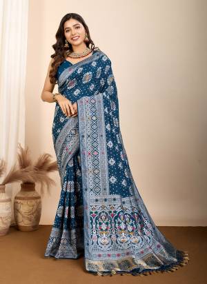 Attrective This Partywear Saree Paired With Blouse.This Saree And Blouse Are Soft Silk Based Fabric With Wevon Meenakari Rich Pallu Designer. Buy This Pretty Saree Now.