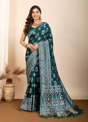 Attrective This Partywear Saree Paired With Blouse.This Saree And Blouse Are Soft Silk Based Fabric With Wevon Meenakari Rich Pallu Designer. Buy This Pretty Saree Now.