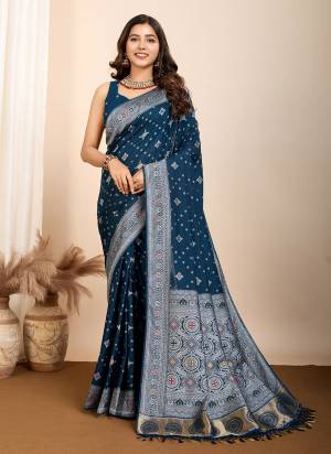 Attrective This Partywear Saree Paired With Blouse.This Saree And Blouse Are Soft Silk Based Fabric With Wevon Meenakari Rich Pallu Designer. Buy This Pretty Saree Now.