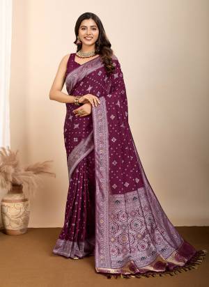 Attrective This Partywear Saree Paired With Blouse.This Saree And Blouse Are Soft Silk Based Fabric With Wevon Meenakari Rich Pallu Designer. Buy This Pretty Saree Now.